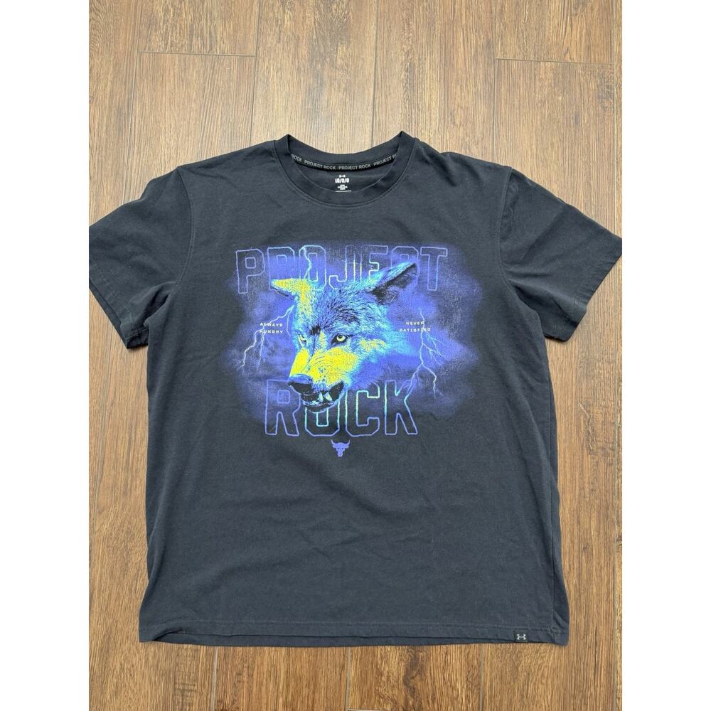 Under Armour Shirt Mens Large Project Rock Wolf Gym Training Casual Short Sleeve